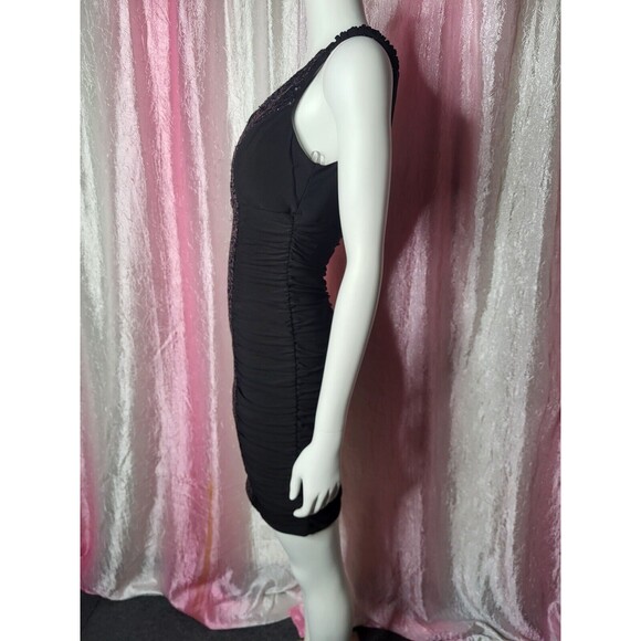 Ruby Rox Y2K Black One Shoulder Sequin Rouched Club Dress Size Medium - Picture 3 of 11